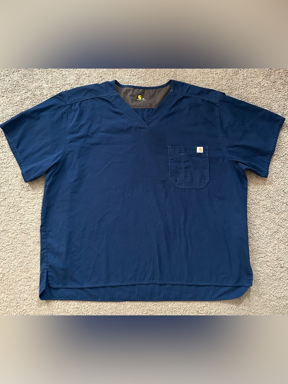 Carhartt Men’s Navy Blue V-Neck Work Scrub Ripstop Top 3X